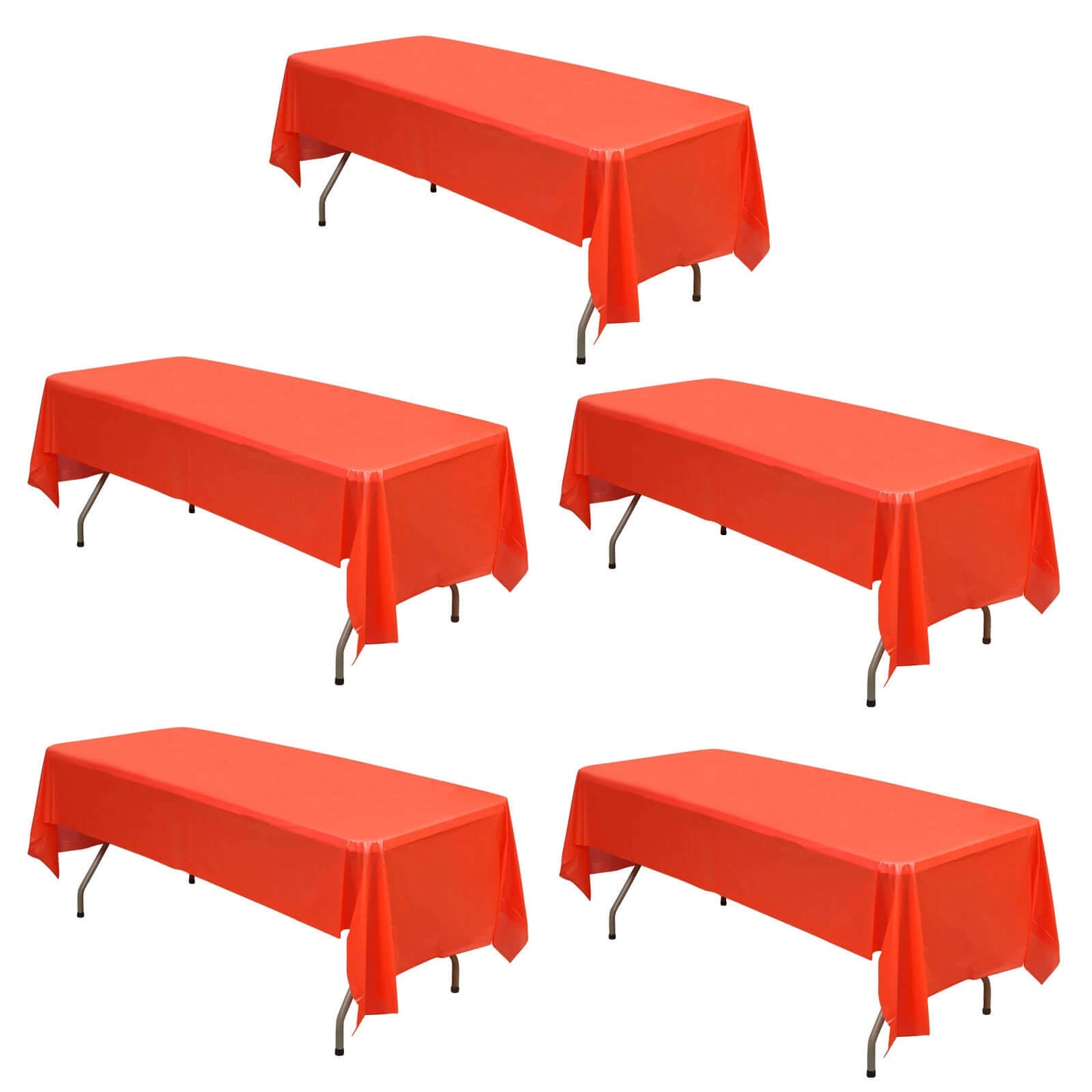 5 - Pack Plastic Table Covers Red Rectangle - Reliable PVC Disposable Covers for Gatherings 54"x108" - Linen Luxes