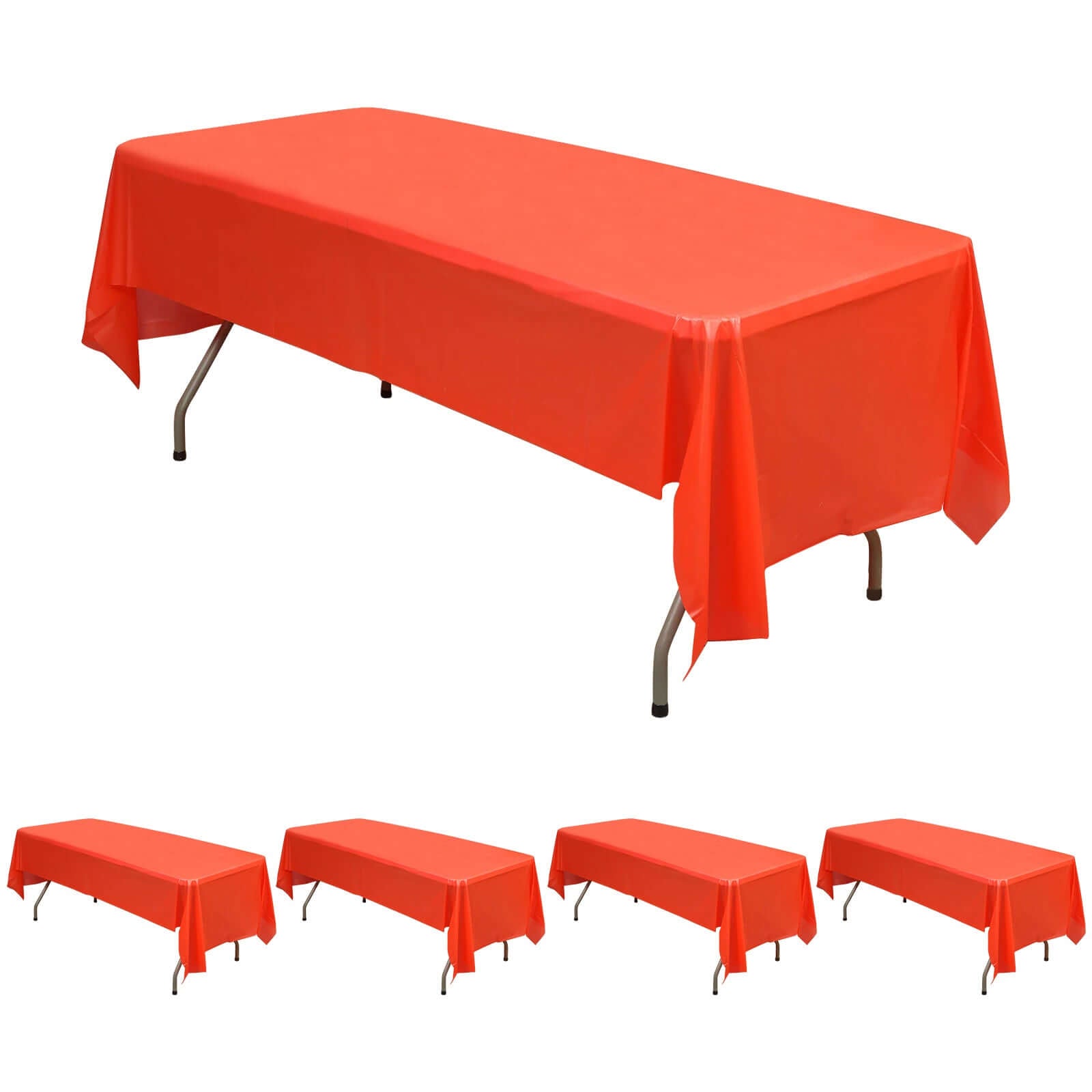 5 - Pack Plastic Table Covers Red Rectangle - Reliable PVC Disposable Covers for Gatherings 54"x108" - Linen Luxes