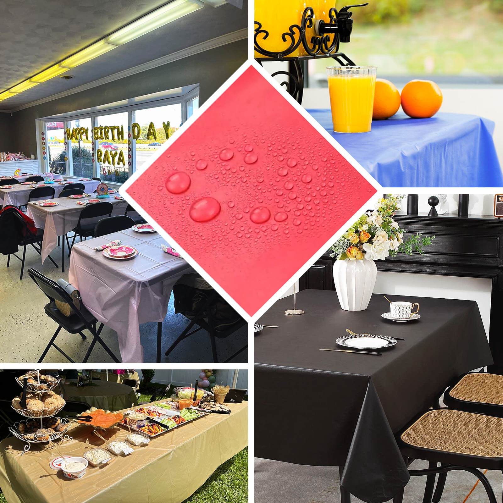 5 - Pack Plastic Table Covers Yellow Rectangle - Reliable PVC Disposable Covers for Gatherings 54"x108" - Linen Luxes