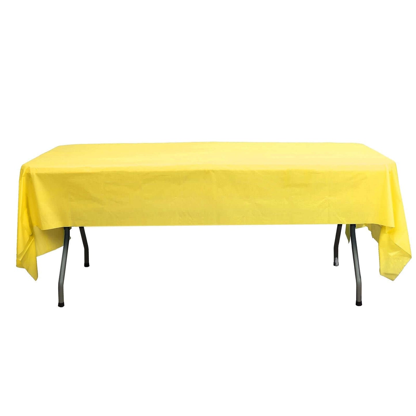 5 - Pack Plastic Table Covers Yellow Rectangle - Reliable PVC Disposable Covers for Gatherings 54"x108" - Linen Luxes