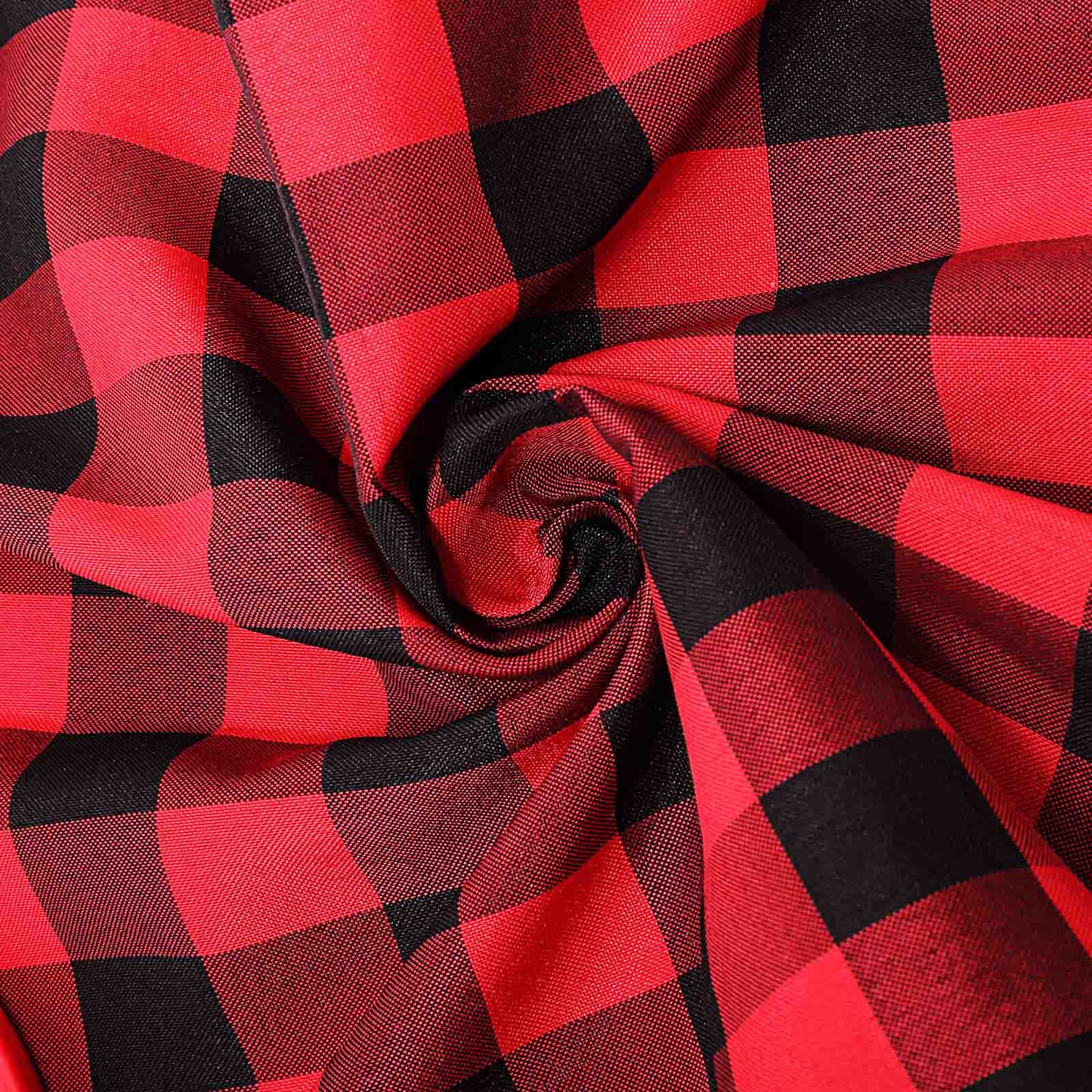 5 Pack Polyester 15"x15" Napkins Black/Red Buffalo Plaid Gingham Style Cloth Napkins - Linen Luxes