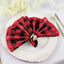 5 Pack Polyester 15"x15" Napkins Black/Red Buffalo Plaid Gingham Style Cloth Napkins - Linen Luxes