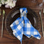 5 Pack Polyester 15"x15" Napkins Blue/White Buffalo Plaid Gingham Style Cloth Napkins - Linen Luxes