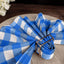 5 Pack Polyester 15"x15" Napkins Blue/White Buffalo Plaid Gingham Style Cloth Napkins - Linen Luxes