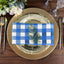 5 Pack Polyester 15"x15" Napkins Blue/White Buffalo Plaid Gingham Style Cloth Napkins - Linen Luxes