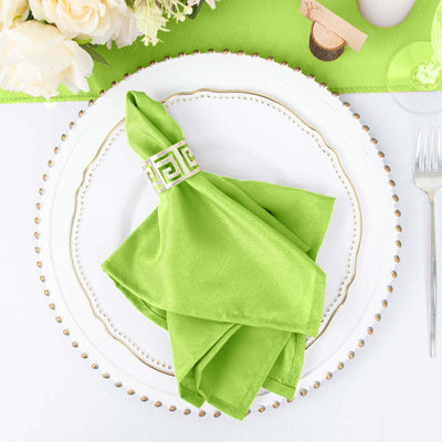 5 Pack Polyester 17"x17" Napkins Apple Green - Durable & Wrinkle Resistant Dinner Napkins - Linen Luxes