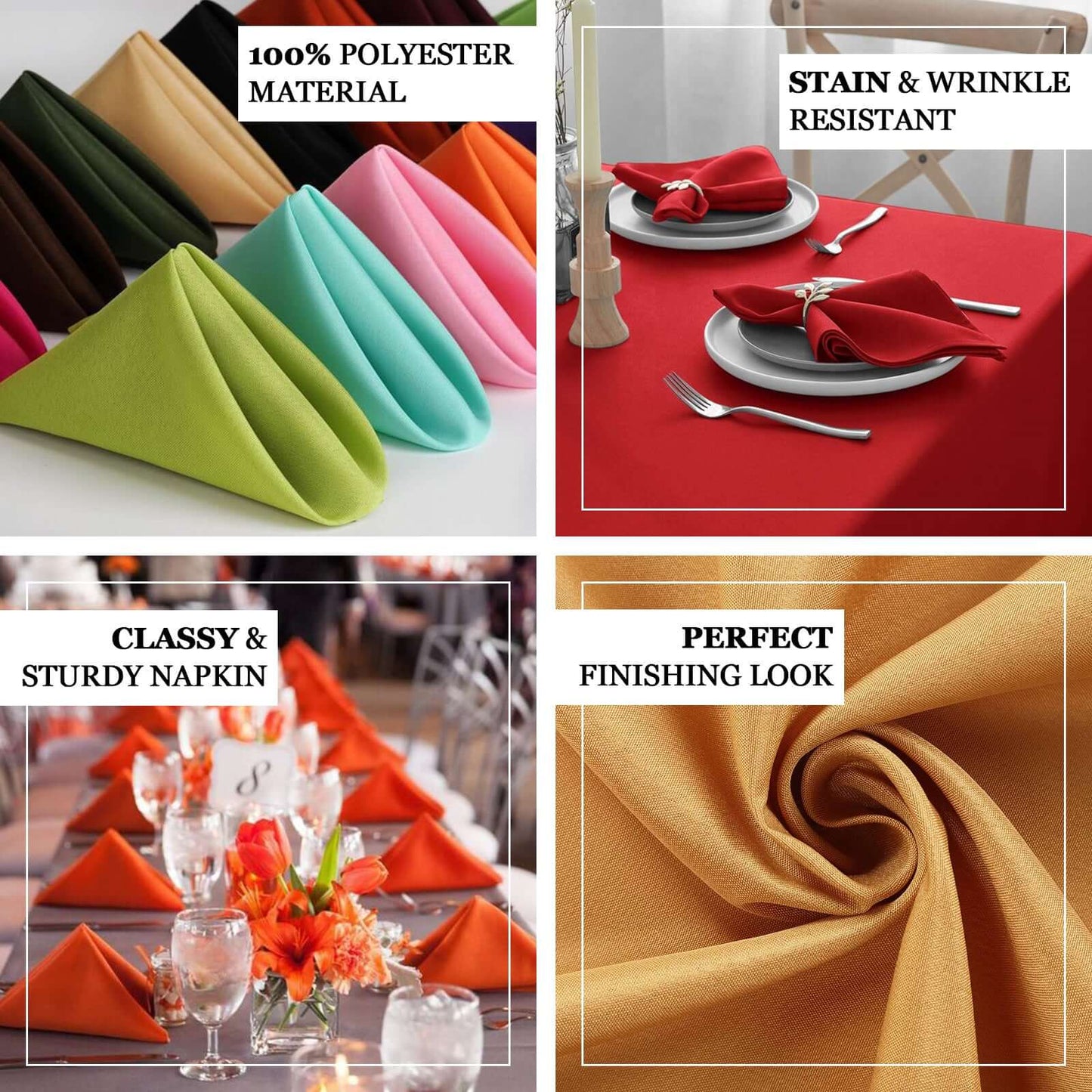 5 Pack Polyester 17"x17" Napkins Blush - Durable & Wrinkle Resistant Dinner Napkins - Linen Luxes