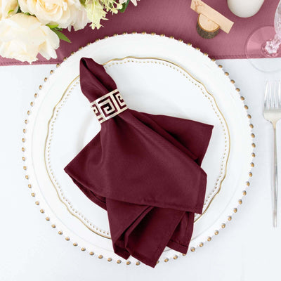 5 Pack Polyester 17"x17" Napkins Burgundy - Durable & Wrinkle Resistant Dinner Napkins - Linen Luxes