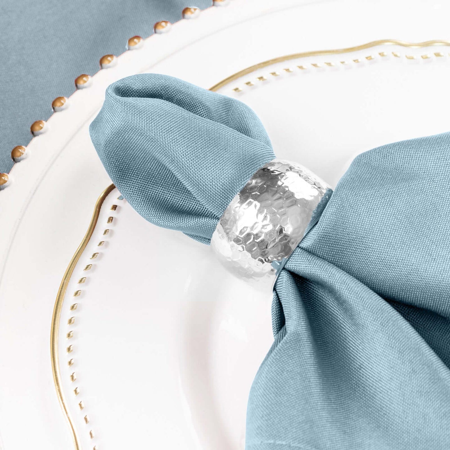 5 Pack Polyester 17"x17" Napkins Dusty Blue - Durable & Wrinkle Resistant Dinner Napkins for Everyday Dining & Events - Linen Luxes