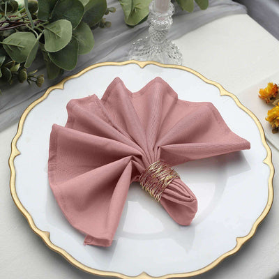 5 Pack Polyester 17"x17" Napkins Dusty Rose - Durable & Wrinkle Resistant Dinner Napkins - Linen Luxes