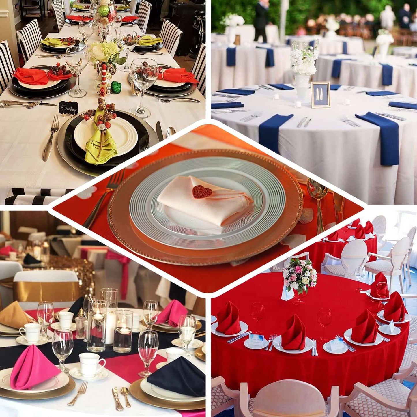 5 Pack Polyester 17"x17" Napkins Fuchsia - Durable & Wrinkle Resistant Dinner Napkins - Linen Luxes