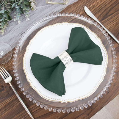 5 Pack Polyester 17"x17" Napkins Hunter Emerald Green - Durable & Wrinkle Resistant Dinner Napkins - Linen Luxes