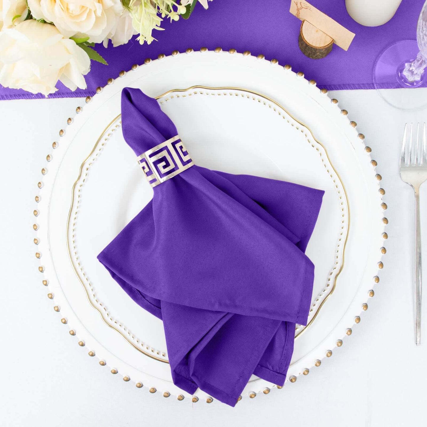 5 Pack Polyester 17"x17" Napkins Purple - Durable & Wrinkle Resistant Dinner Napkins - Linen Luxes