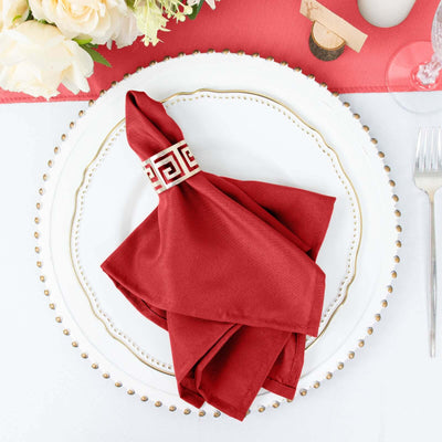 5 Pack Polyester 17"x17" Napkins Red - Durable & Wrinkle Resistant Dinner Napkins - Linen Luxes