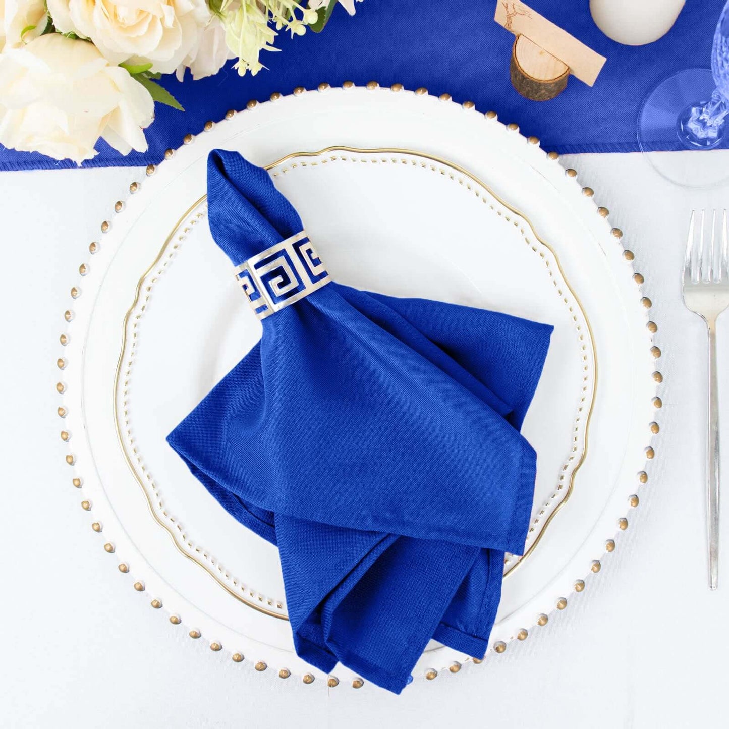 5 Pack Polyester 17"x17" Napkins Royal Blue - Durable & Wrinkle Resistant Dinner Napkins - Linen Luxes