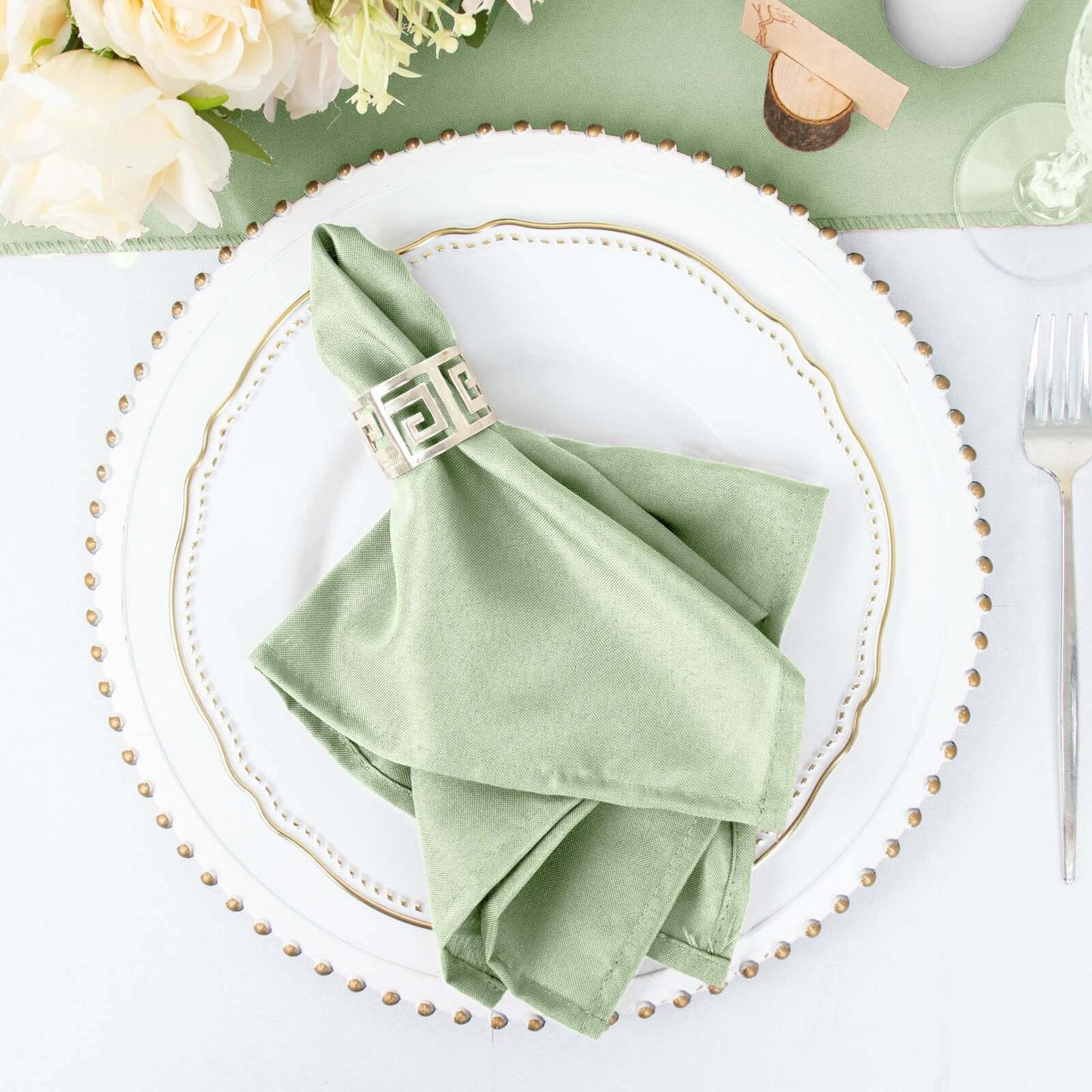 5 Pack Polyester 17"x17" Napkins Sage Green - Durable & Wrinkle Resistant Dinner Napkins