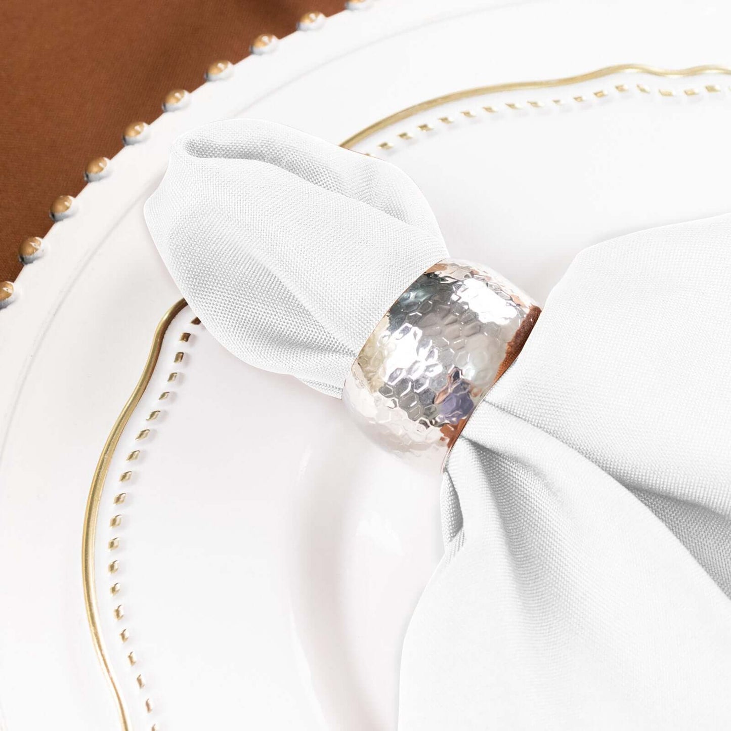 5 Pack Polyester 17"x17" Napkins White - Durable & Wrinkle Resistant Dinner Napkins for Everyday Dining & Events - Linen Luxes