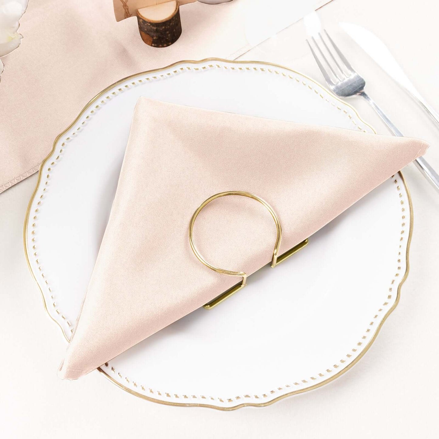 5 Pack Polyester 20"x20" Napkins Blush - Wrinkle Resistant & Easy Care Cloth Napkins - Linen Luxes
