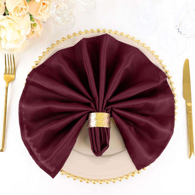 5 Pack Polyester 20"x20" Napkins Burgundy - Wrinkle Resistant & Easy Care Cloth Napkins - Linen Luxes