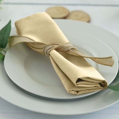 5 Pack Polyester 20"x20" Napkins Champagne - Wrinkle Resistant & Easy Care Cloth Napkins - Linen Luxes