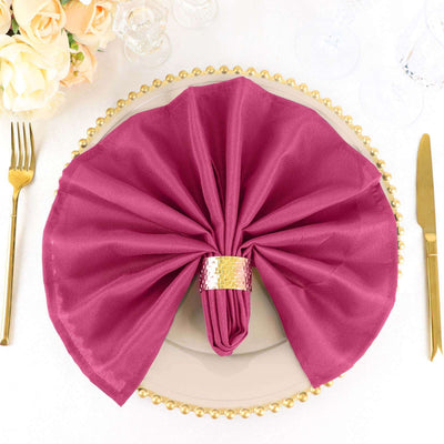 5 Pack Polyester 20"x20" Napkins Fuchsia - Wrinkle Resistant & Easy Care Cloth Napkins - Linen Luxes