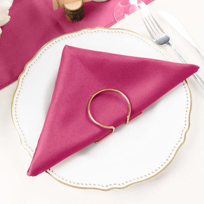 5 Pack Polyester 20"x20" Napkins Fuchsia - Wrinkle Resistant & Easy Care Cloth Napkins - Linen Luxes