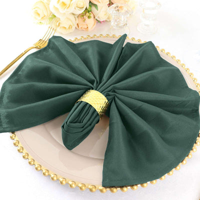 5 Pack Polyester 20"x20" Napkins Hunter Emerald Green - Wrinkle Resistant & Easy Care Cloth Napkins - Linen Luxes