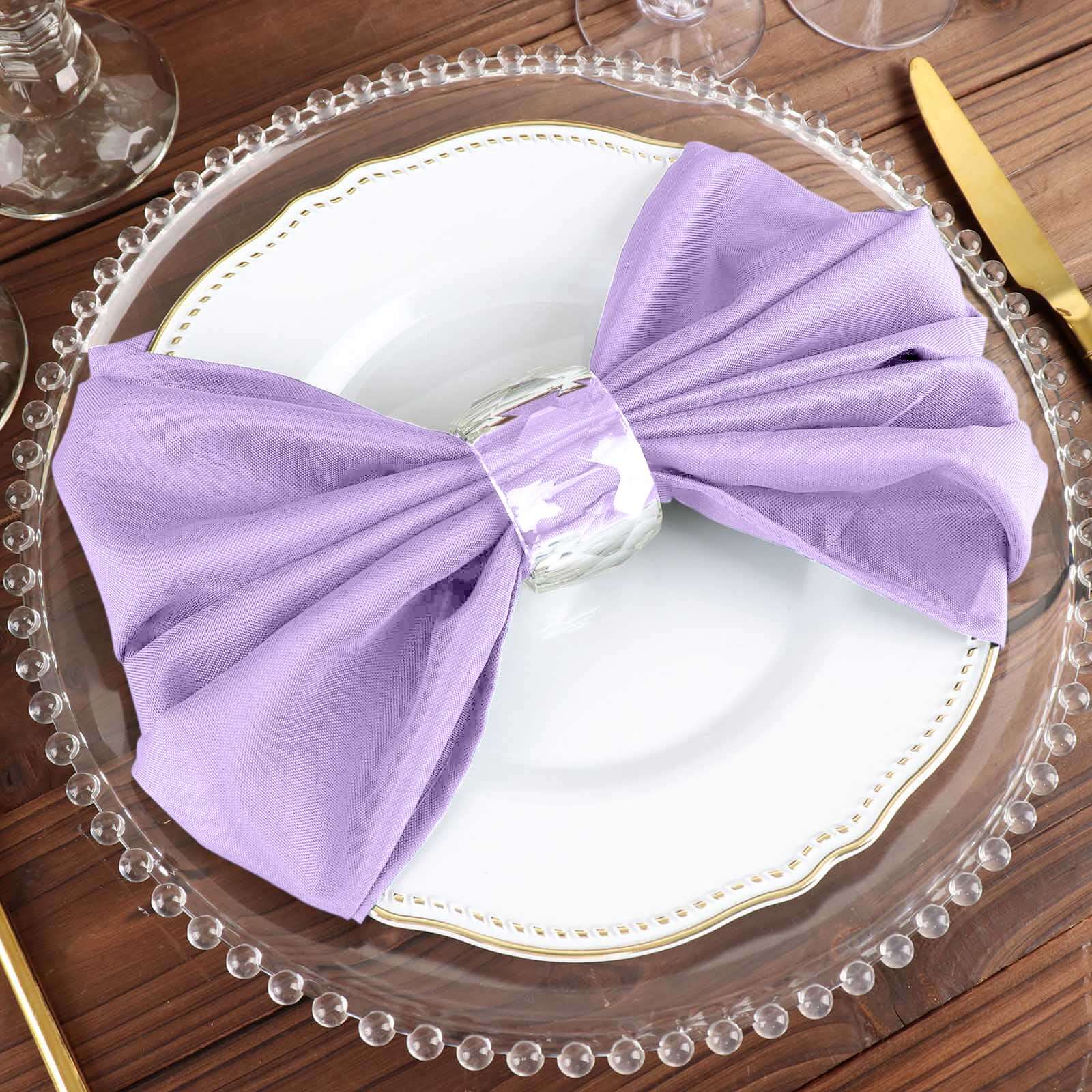 5 Pack Polyester 20"x20" Napkins Lavender Lilac - Wrinkle Resistant & Easy Care Cloth Napkins - Linen Luxes