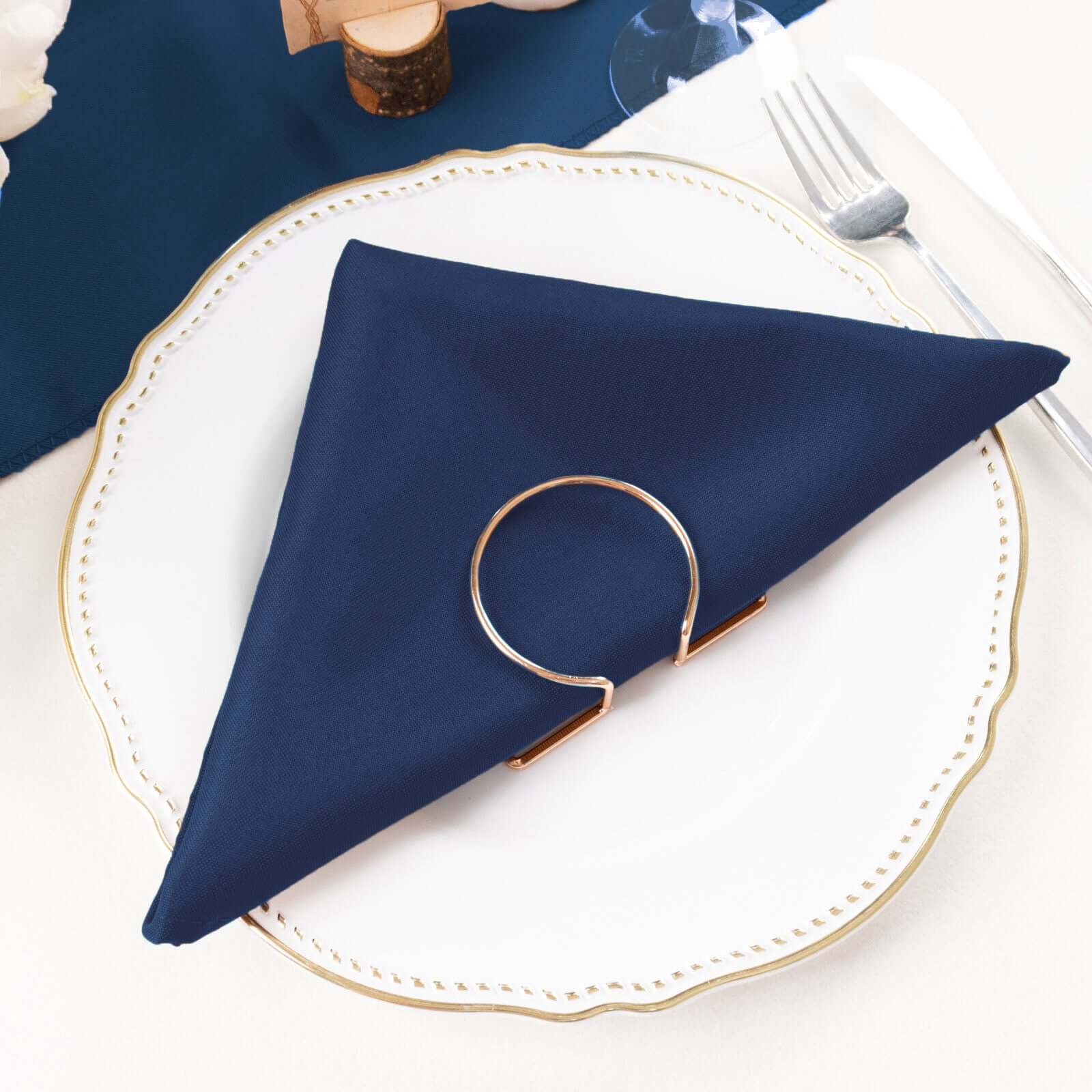 5 Pack Polyester 20"x20" Napkins Navy Blue - Wrinkle Resistant & Easy Care Cloth Napkins - Linen Luxes