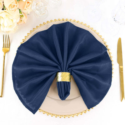 5 Pack Polyester 20"x20" Napkins Navy Blue - Wrinkle Resistant & Easy Care Cloth Napkins - Linen Luxes