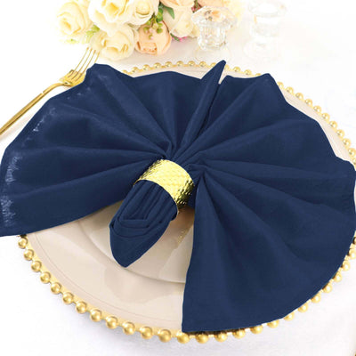 5 Pack Polyester 20"x20" Napkins Navy Blue - Wrinkle Resistant & Easy Care Cloth Napkins - Linen Luxes