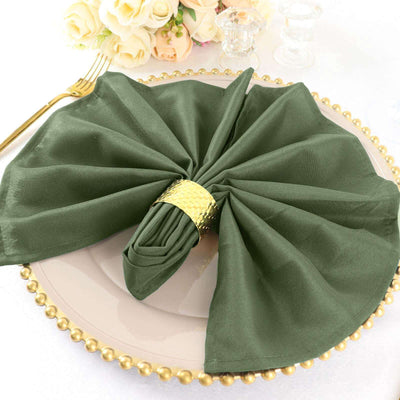 5 Pack Polyester 20"x20" Napkins Olive Green - Wrinkle Resistant & Easy Care Cloth Napkins - Linen Luxes