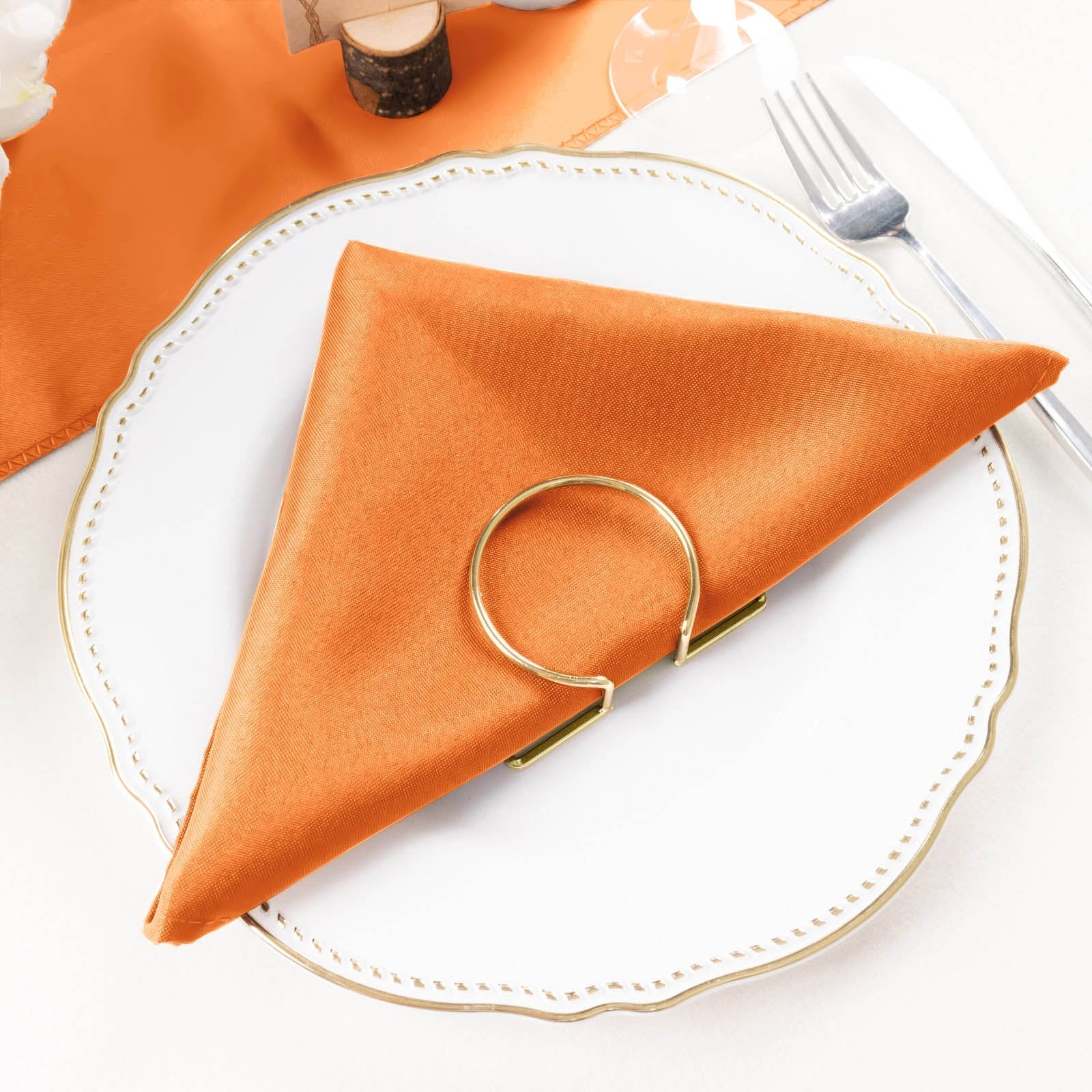 5 Pack Polyester 20"x20" Napkins Orange - Wrinkle Resistant & Easy Care Cloth Napkins - Linen Luxes