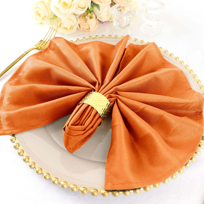 5 Pack Polyester 20"x20" Napkins Orange - Wrinkle Resistant & Easy Care Cloth Napkins - Linen Luxes