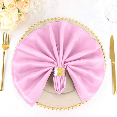 5 Pack Polyester 20"x20" Napkins Pink - Wrinkle Resistant & Easy Care Cloth Napkins - Linen Luxes