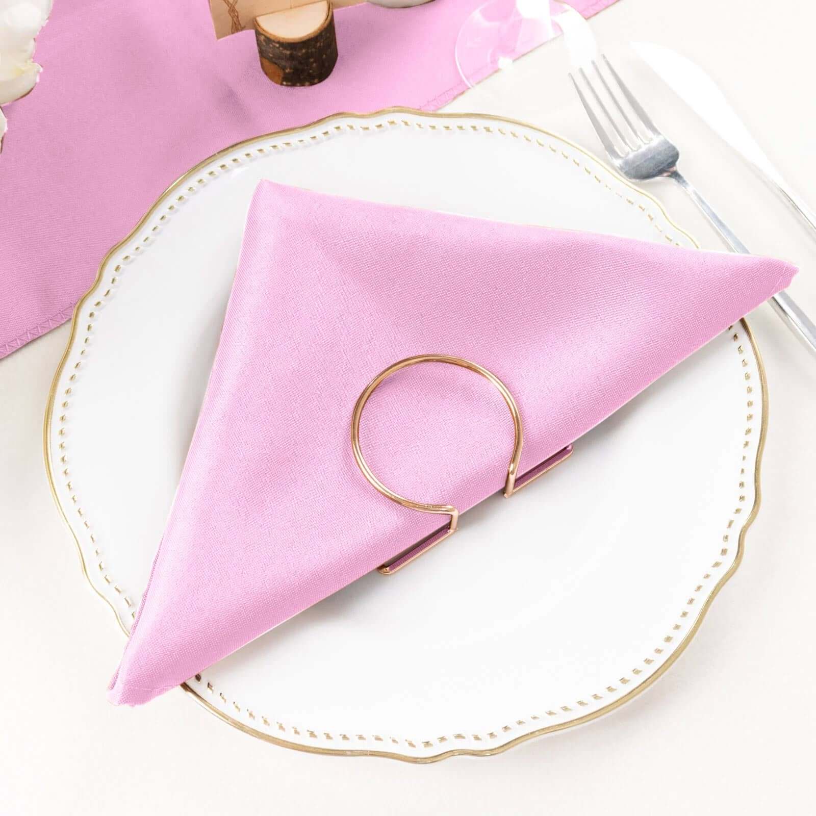5 Pack Polyester 20"x20" Napkins Pink - Wrinkle Resistant & Easy Care Cloth Napkins - Linen Luxes