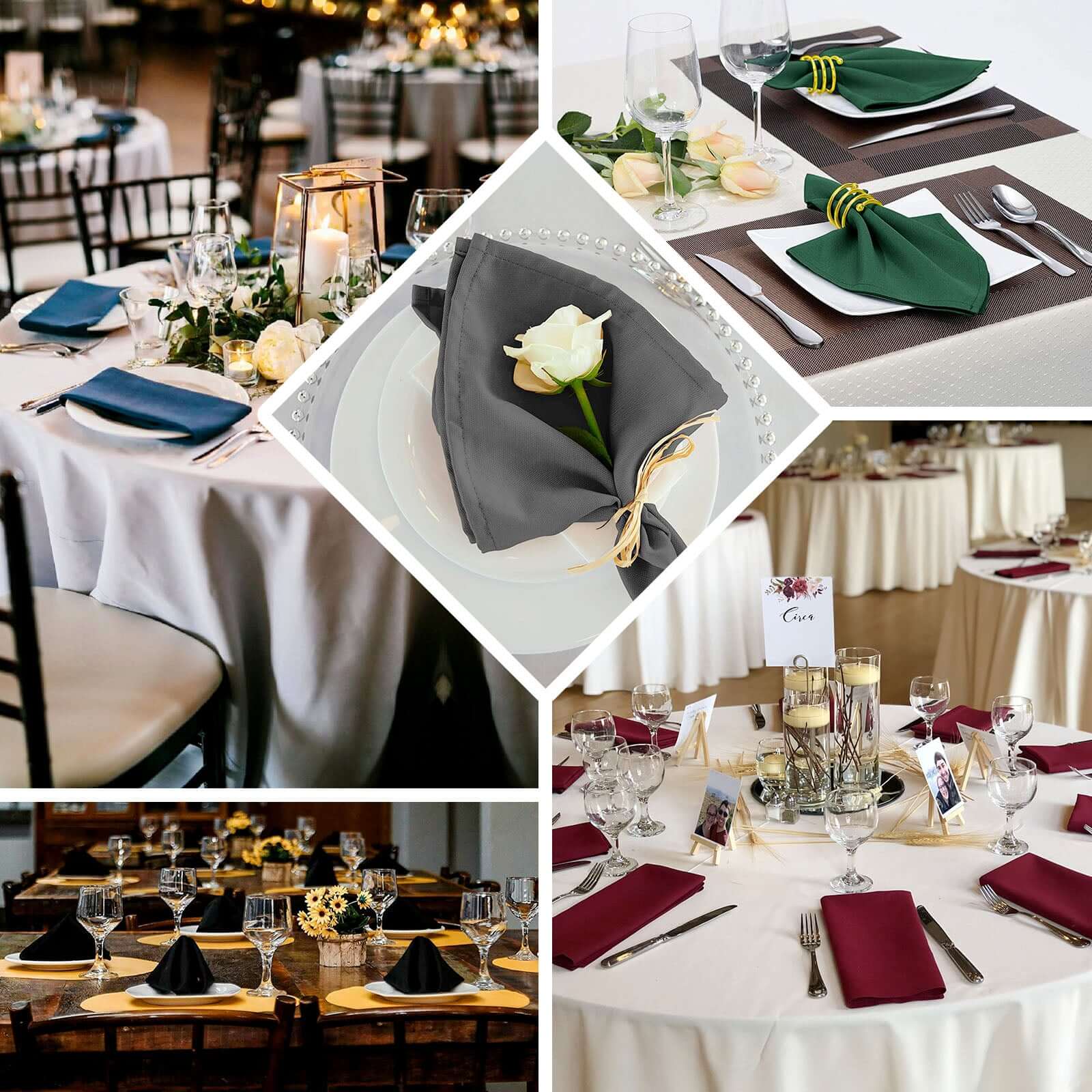 5 Pack Polyester 20"x20" Napkins Red - Wrinkle Resistant & Easy Care Cloth Napkins - Linen Luxes