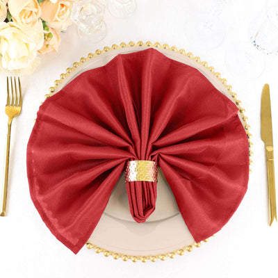 5 Pack Polyester 20"x20" Napkins Red - Wrinkle Resistant & Easy Care Cloth Napkins - Linen Luxes
