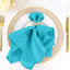 5 Pack Polyester 20"x20" Napkins Turquoise - Wrinkle Resistant & Easy Care Cloth Napkins - Linen Luxes