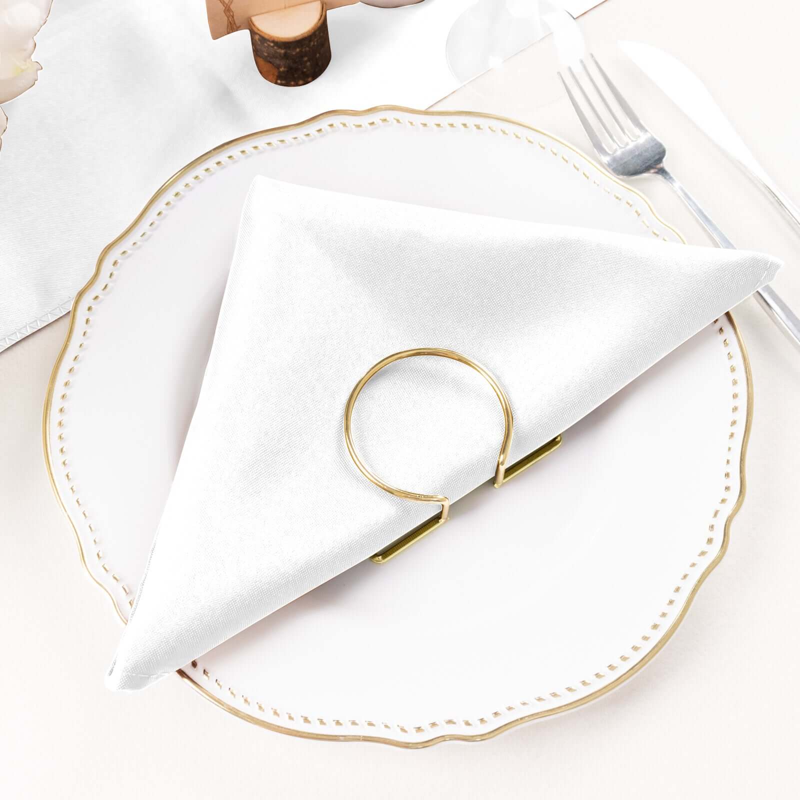 5 Pack Polyester 20"x20" Napkins White - Wrinkle Resistant & Easy Care Cloth Napkins for Special Occasions - Linen Luxes