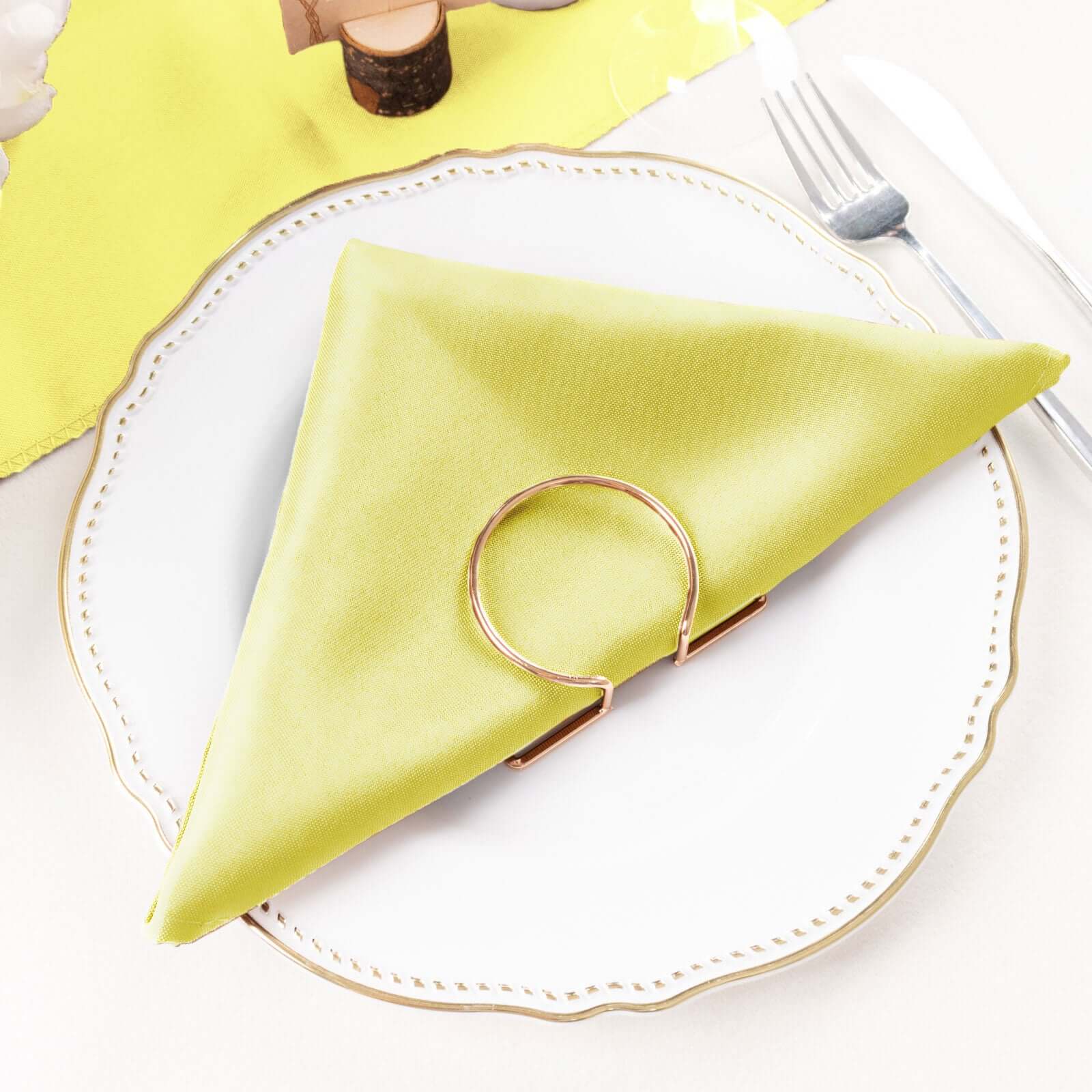 5 Pack Polyester 20"x20" Napkins Yellow - Wrinkle Resistant & Easy Care Cloth Napkins - Linen Luxes