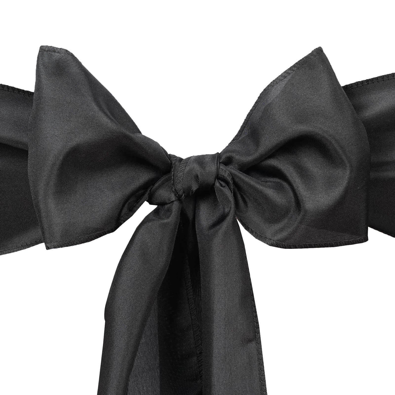 5 Pack Polyester Chair Sashes Black - Subtle Elegance for Special Occasions 6"x108" - Linen Luxes