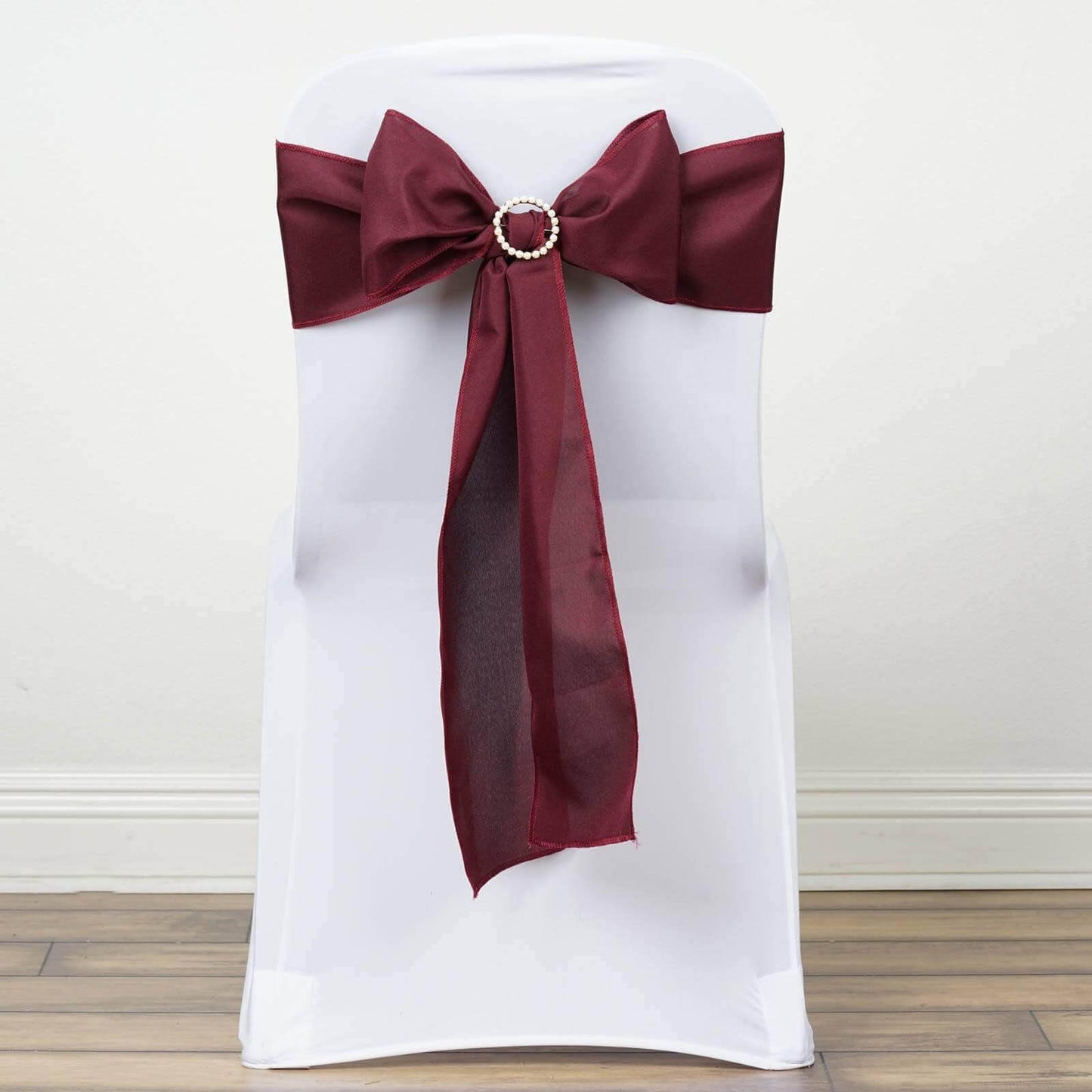 5 Pack Polyester Chair Sashes Burgundy 6"x108" - Linen Luxes