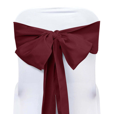 5 Pack Polyester Chair Sashes Burgundy 6"x108" - Linen Luxes