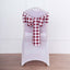 5 Pack Polyester Chair Sashes Burgundy/White Buffalo Plaid - Durable & Reusable Chair Bows 6"x108" - Linen Luxes