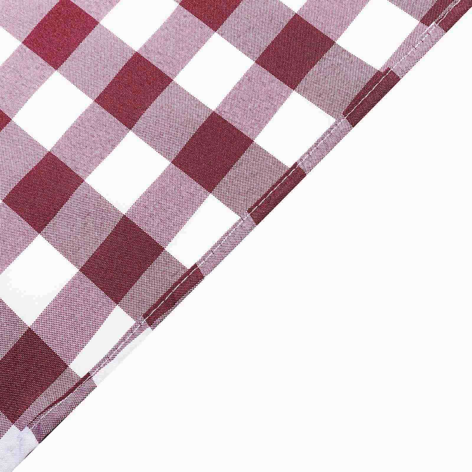 5 Pack Polyester Chair Sashes Burgundy/White Buffalo Plaid - Durable & Reusable Chair Bows 6"x108" - Linen Luxes