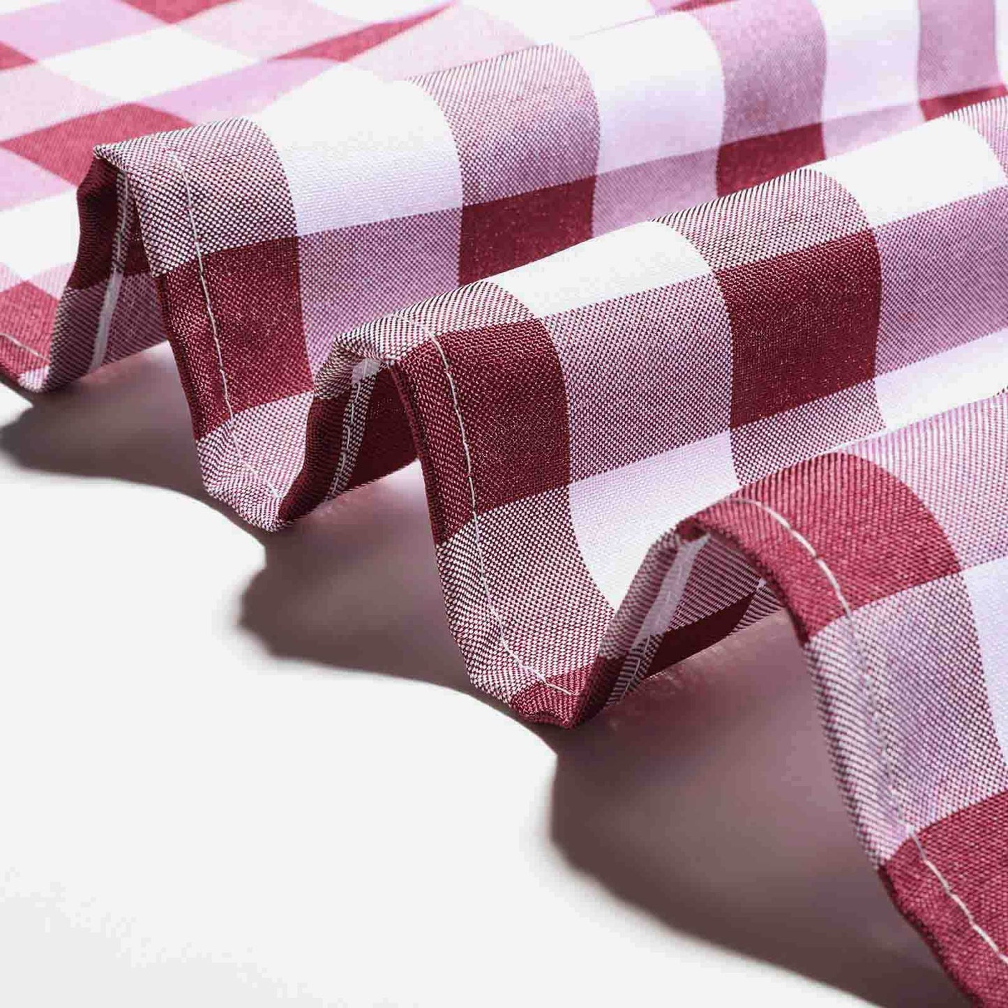 5 Pack Polyester Chair Sashes Burgundy/White Buffalo Plaid - Durable & Reusable Chair Bows 6"x108" - Linen Luxes