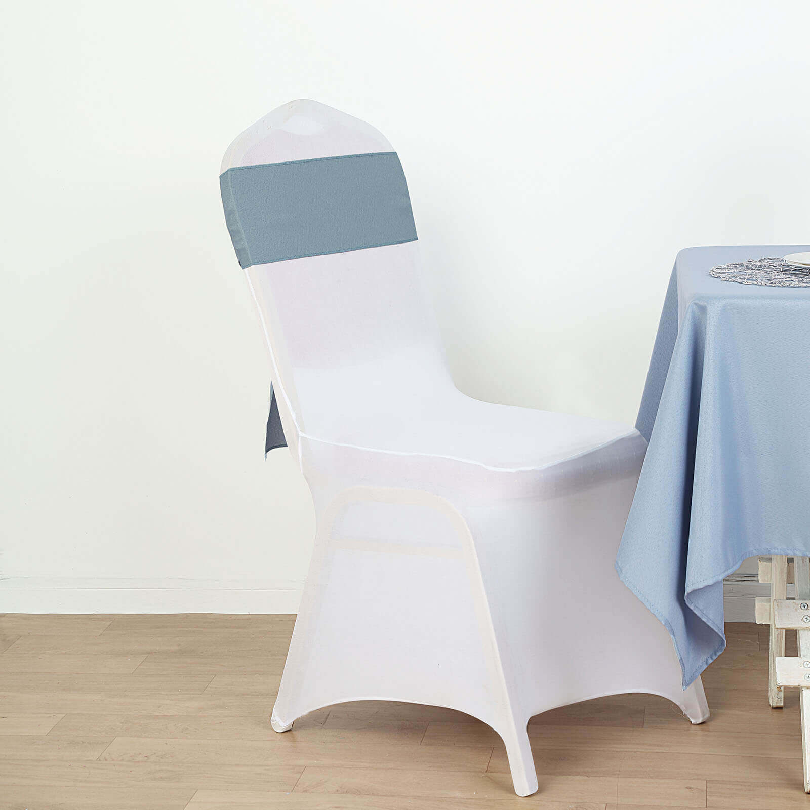 5 Pack Polyester Chair Sashes Dusty Blue 6"x108" - Linen Luxes