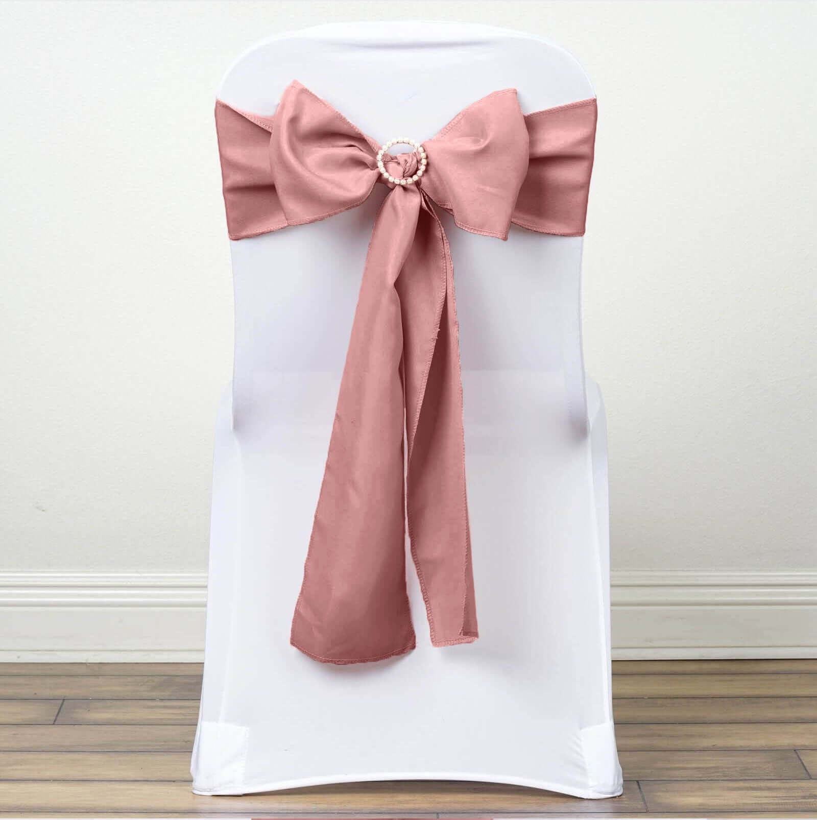 5 Pack Polyester Chair Sashes Dusty Rose 6"x108" - Linen Luxes