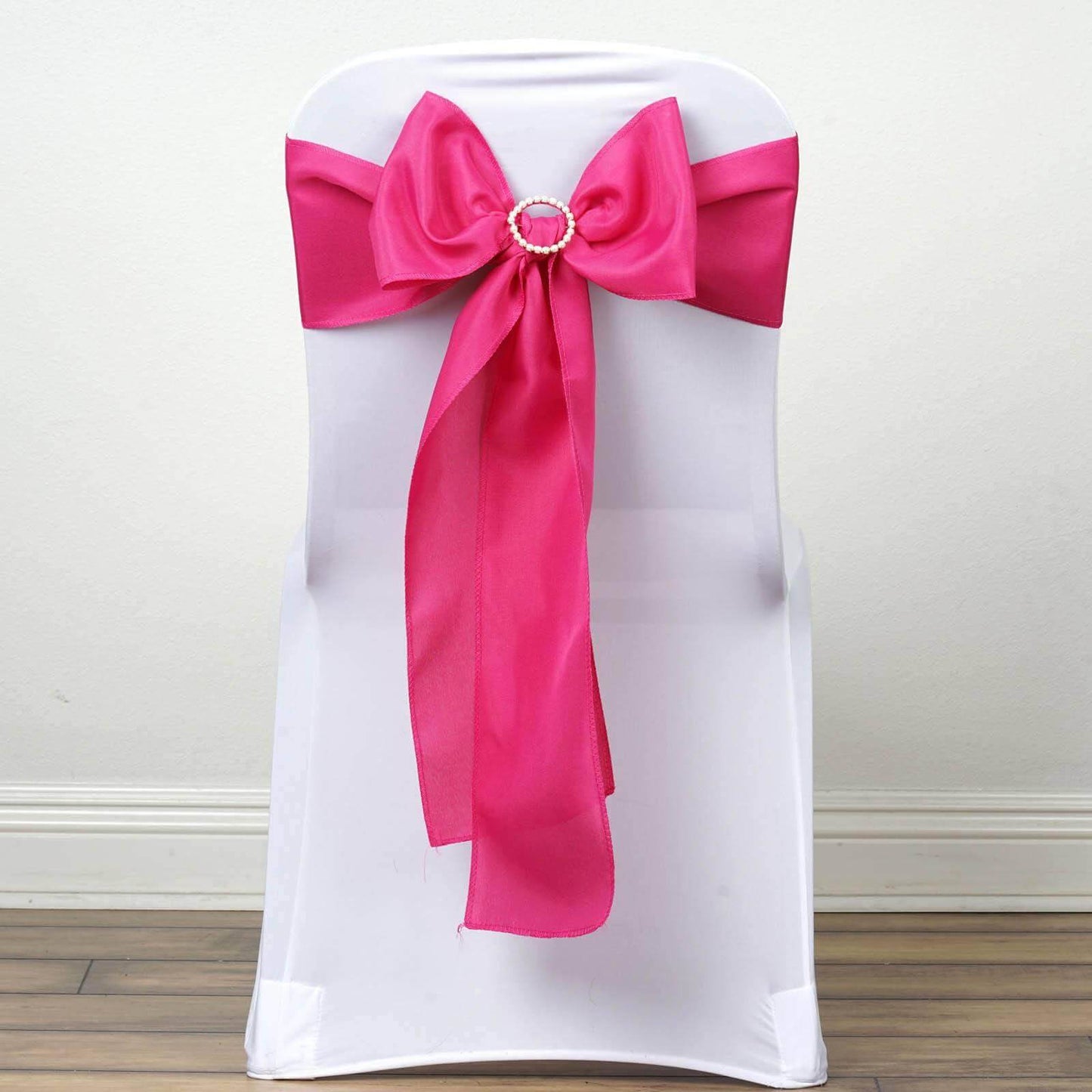 5 Pack Polyester Chair Sashes Fuchsia 6"x108" - Linen Luxes